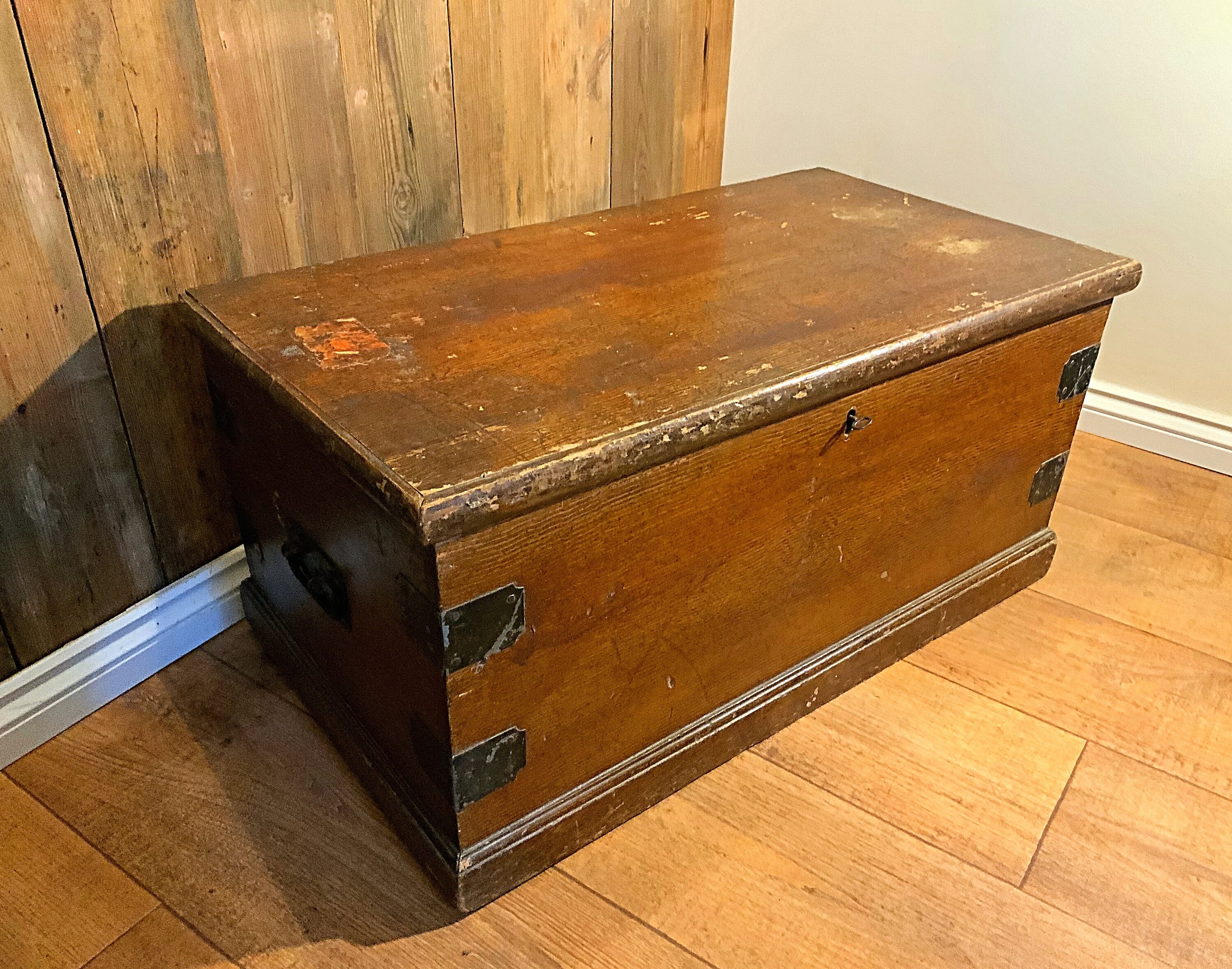 ANTIQUE Military TRUNK WW1 Colonial Campaign CHEST Old