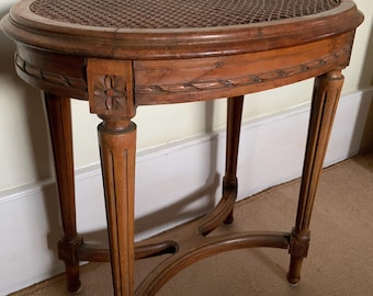 Louis xv1 walnut oval rattan side table