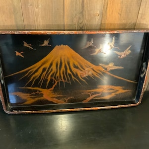 A Japanese antique hand painted & lacquered tray