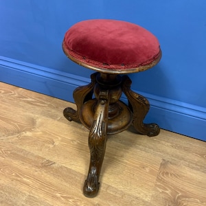 English antique revolving piano stool