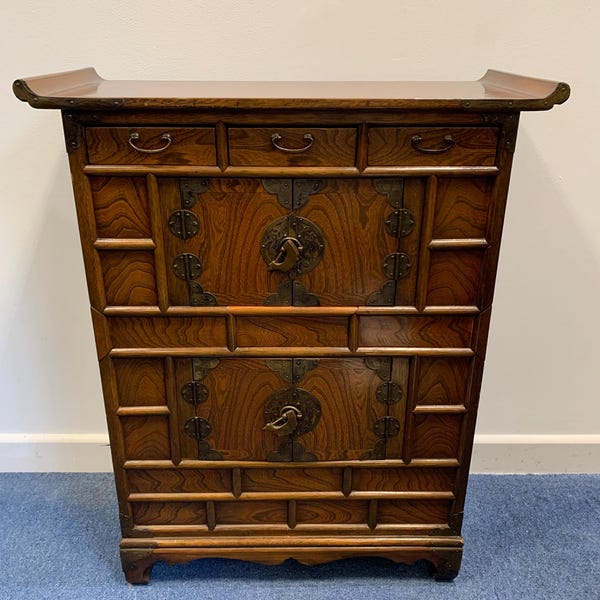 Chinoiserie Wooden Cabinet with Secret Drawers, 20th Century