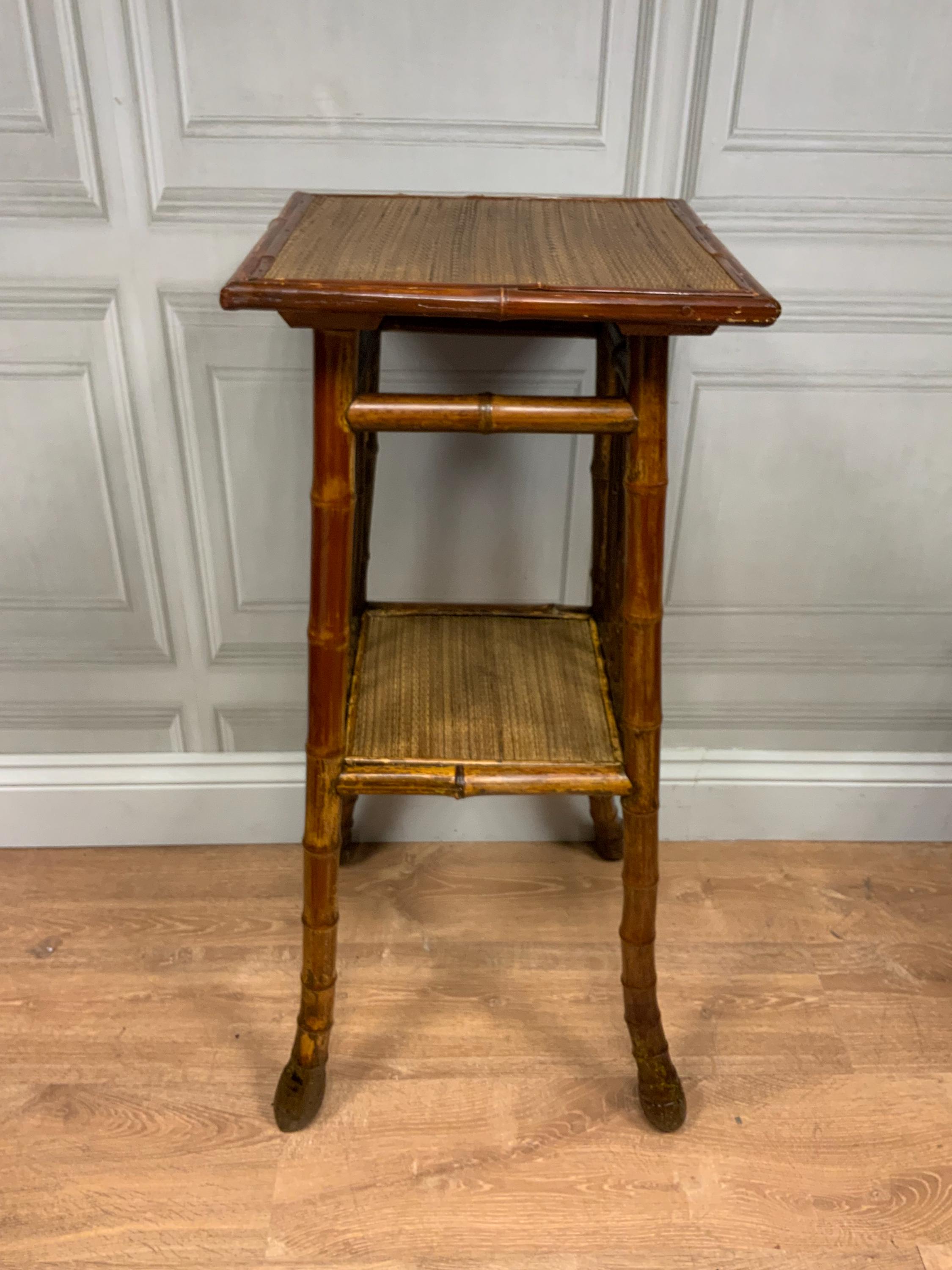 English Tripod Square Bamboo Side Table English Tripod Square Bamboo Side Table