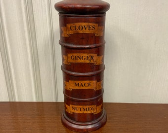 English antique wooden spice tower