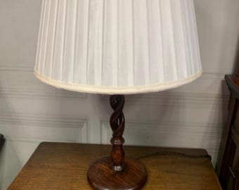 English antique barley twist wooden lamp