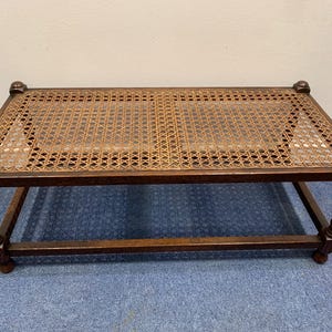 English antique rattan footstool