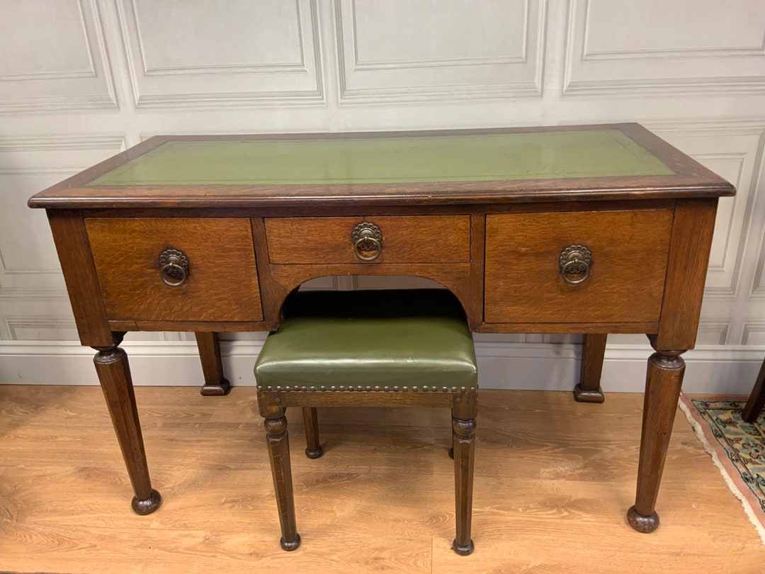 English Antique Writing Desk With Stool - Etsy
