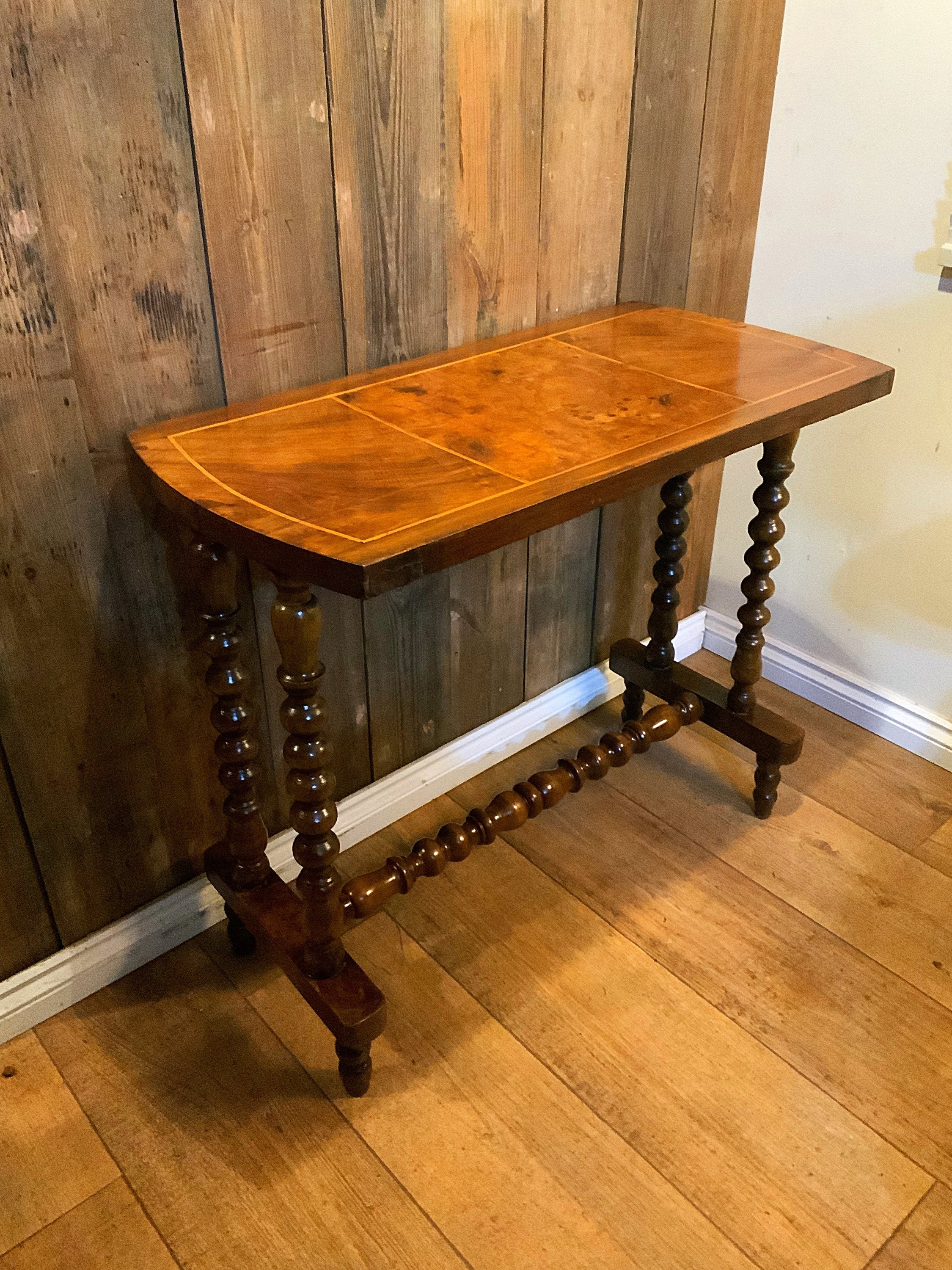 English Antique Bobbin and Burr Walnut Side Table Etsy Canada