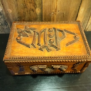 Tramp art oak box