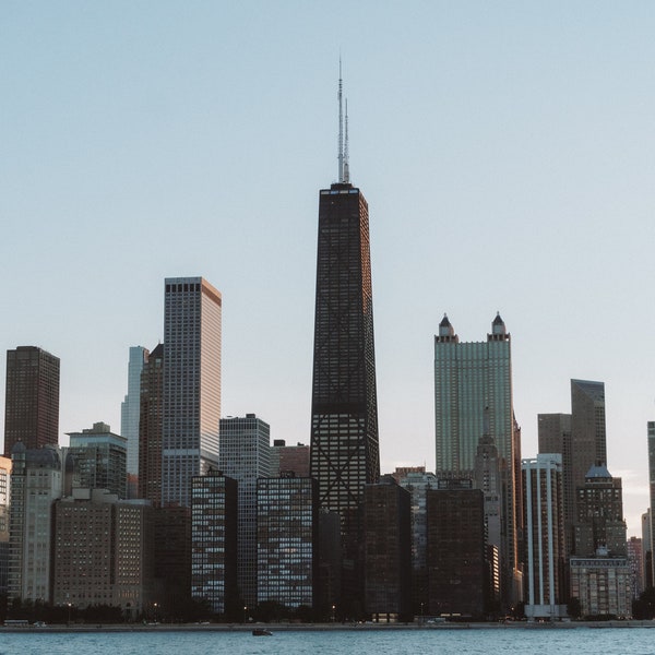 Chicago City Skyline with Lake Michigan in Foreground