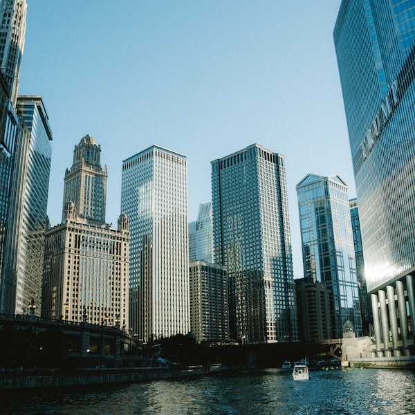 Chicago River Print of Downtown in Summer