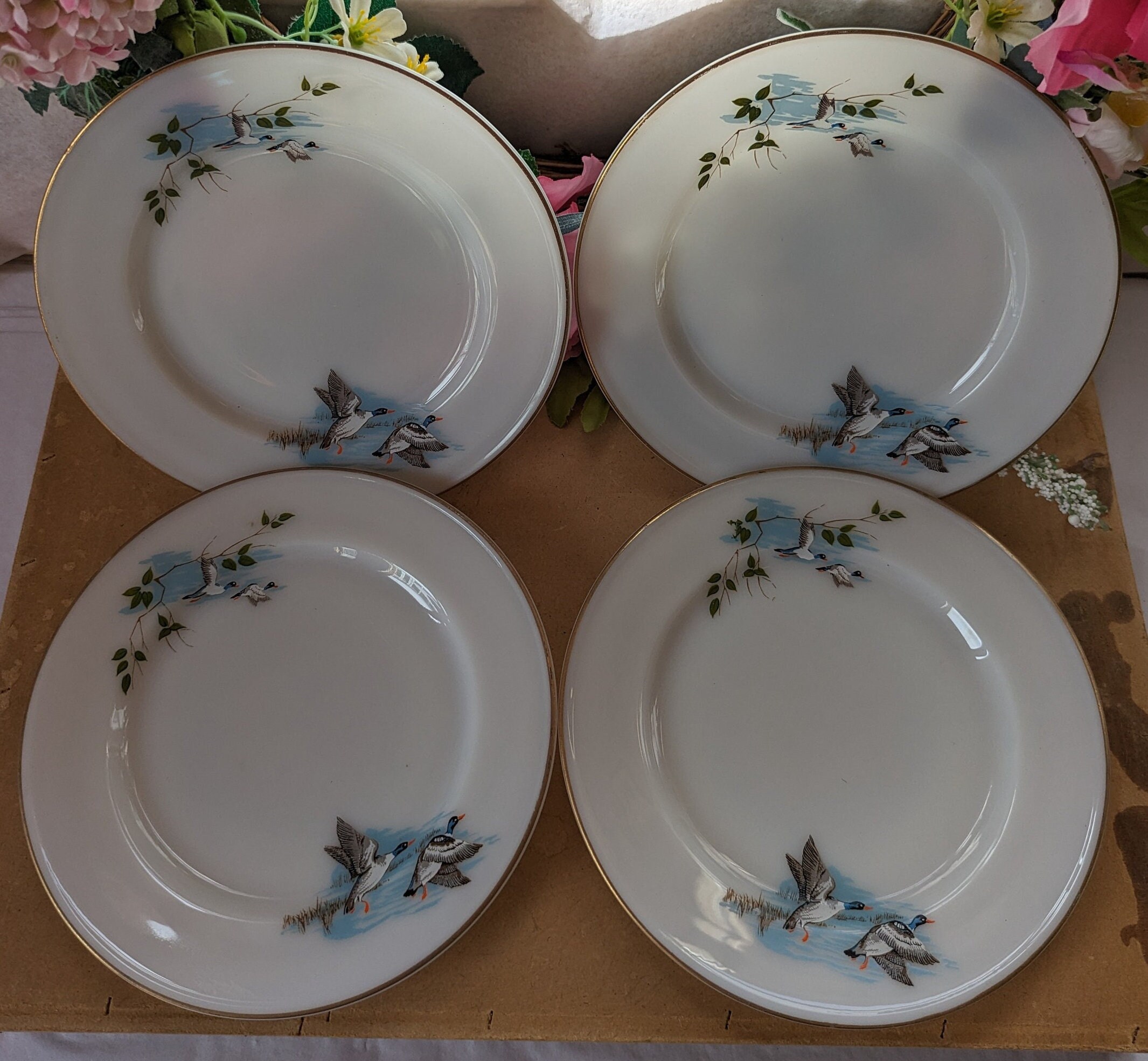 Set of 4 Vintage Pyrex Wild Fowl/flying Duck Side Plates - Etsy