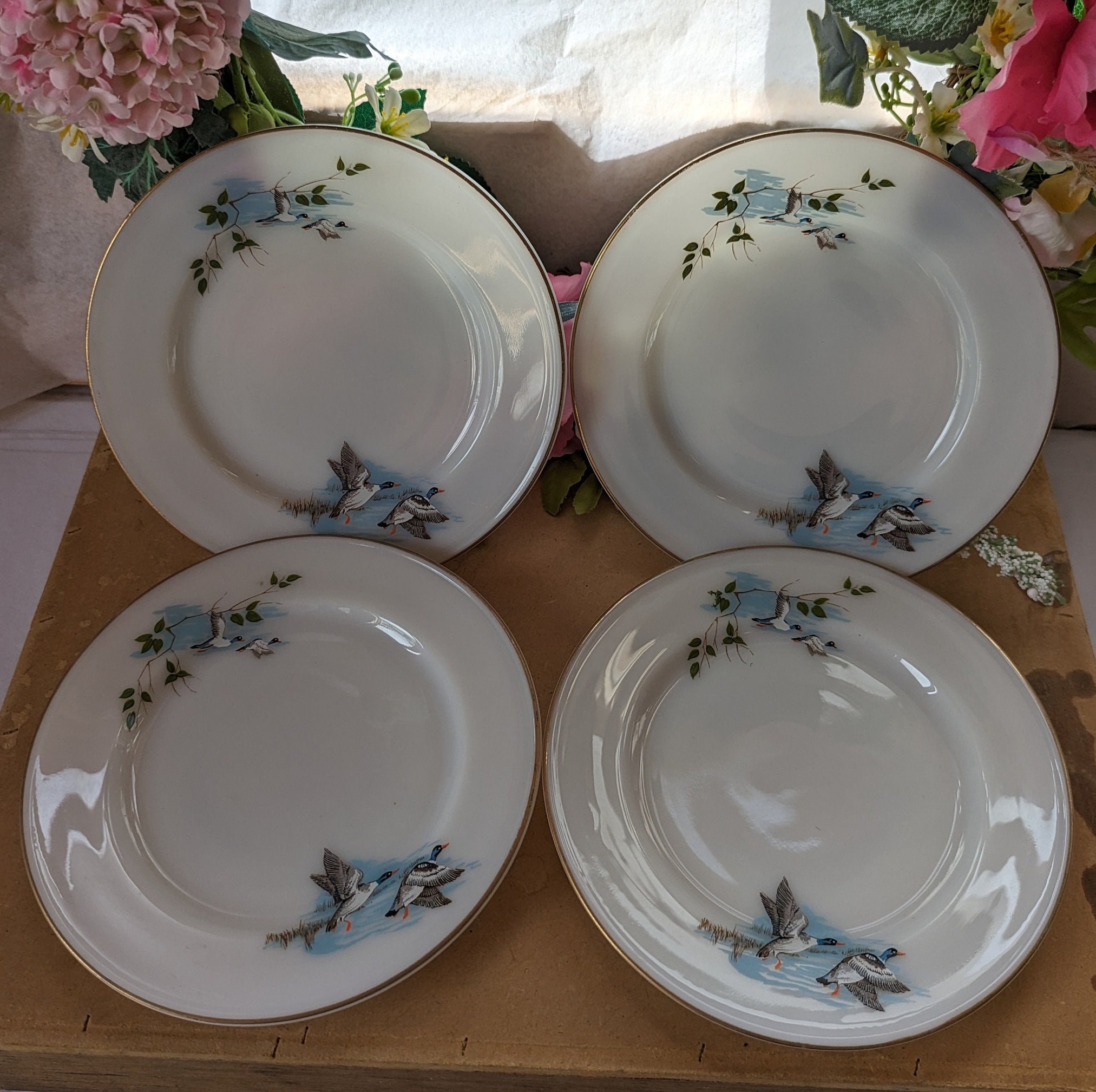 Set of 4 Vintage Pyrex Wild Fowl/flying Duck Side Plates - Etsy