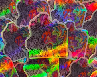 Holographic Euphoria Girl Stickers, Holographic Stickers, Girl Stickers, Festival Stickers, Festival Girl Stickers, Waterproof Stickers