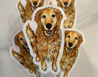 Golden Retriever Stickers, Golden Retriever Gifts, Pet Stickers, Dog Stickers, Waterproof Stickers, Dog Lover, Dog, Dog Face Stickers, Gifts
