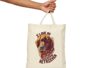 I Love My Golden Retriever Cotton Canvas Tote Bag