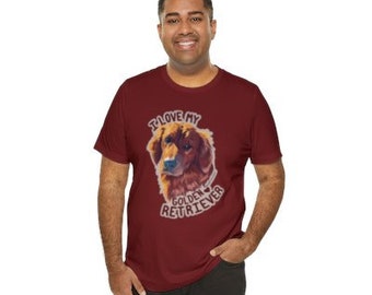 I Love My Red Golden Retriever Unisex Jersey Short Sleeve Tee