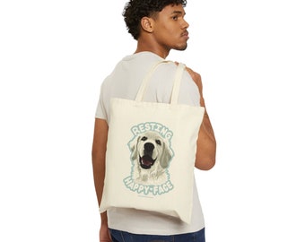Resting Happy Face - English Cream Golden Retriever Cotton Canvas Tote Bag