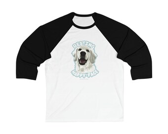 Resting Happy Face - English Cream Golden Retriever Unisex 3\4 Sleeve Baseball Tee