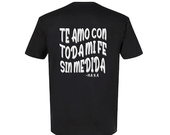 Maná Unisex adult T-shirt Black Labios compartidos song lyrics song quote Rock en espanol Mana concert concierto te amo con toda mi fe