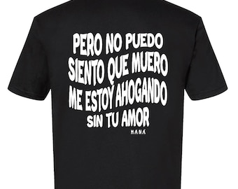 Maná Unisex adult T-shirt Black Vivir Sin Aire song lyrics song quote Rock en espanol Mana concert concierto 2025 tour Vivir sin aire