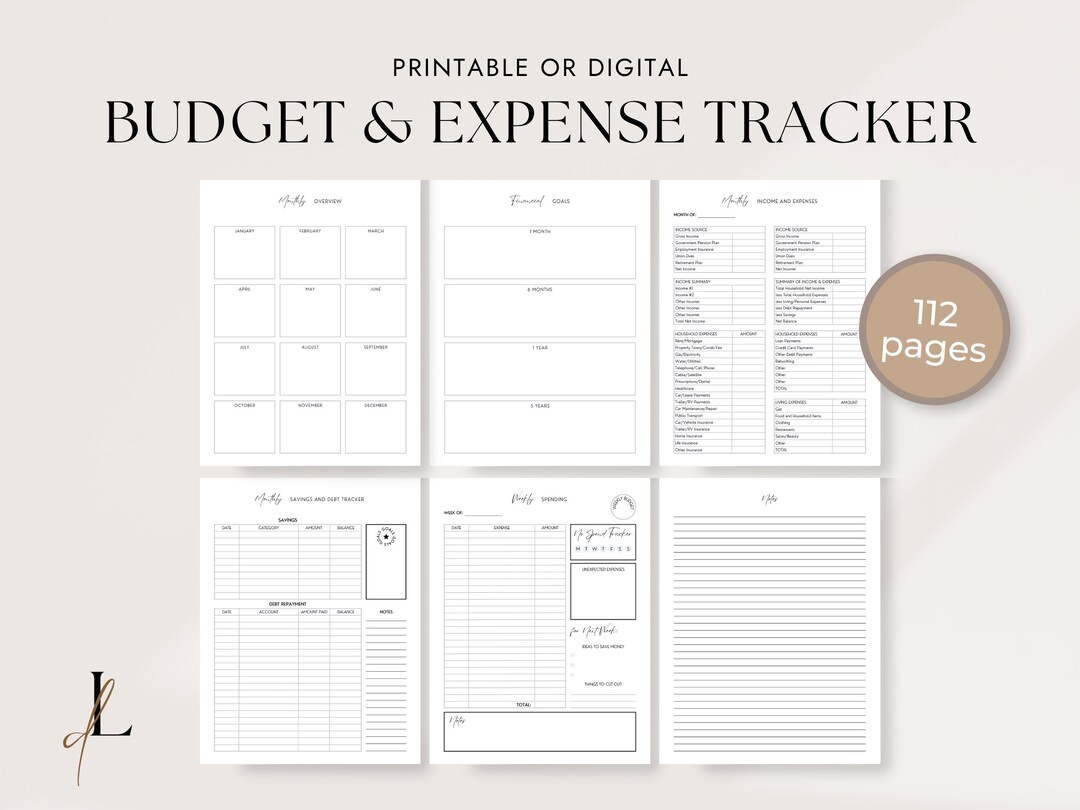 Budget Planner Printable PDF, Digital Planner, Financial Planner Printable, Budgeting Binder ...