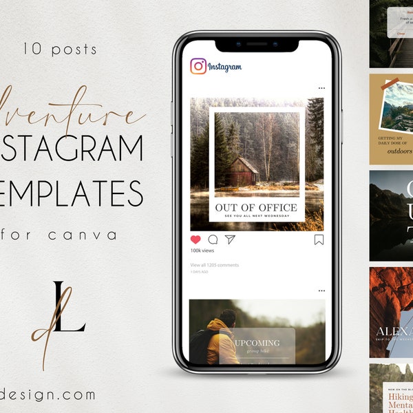 Instagram templates for canva, instagram post templates, social media templates, business templates canva, adventure, outdoors