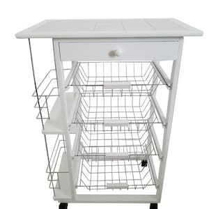Keukengroentewagen met flessenrek aan de zijkant 57x37x82 Porto witte kleur 5