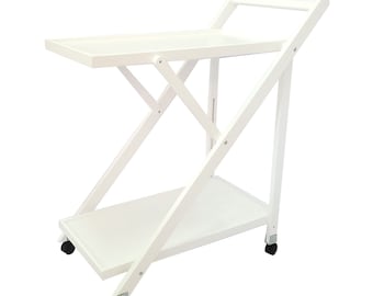 Carrello servizio cameriera pieghevole con ruote 65x40x85 colore bianco