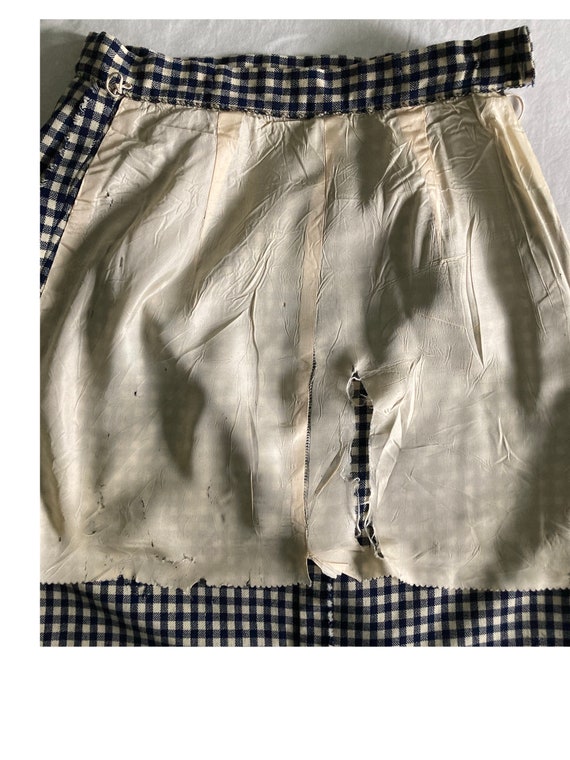 1950s navy and cream checked wool skirt - image 10