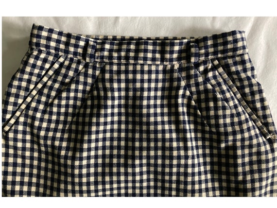 1950s navy and cream checked wool skirt - image 4