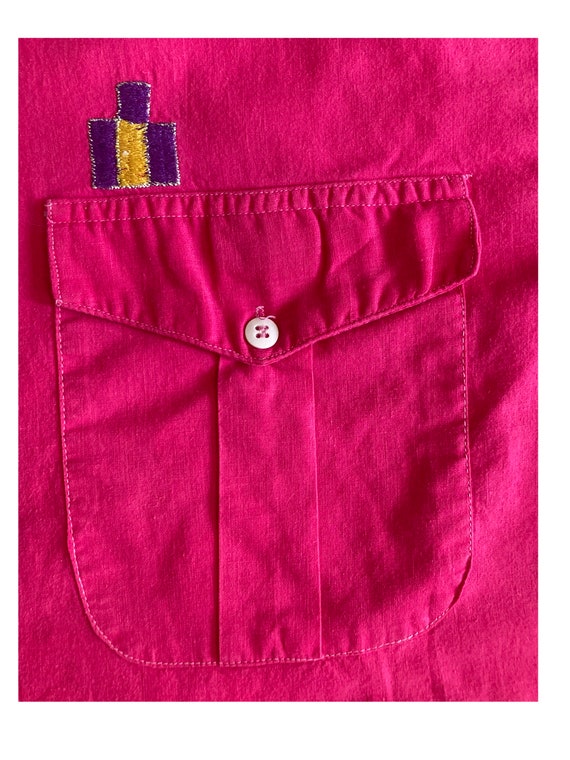 1980s hot pink shirt with cityscape on back - image 6