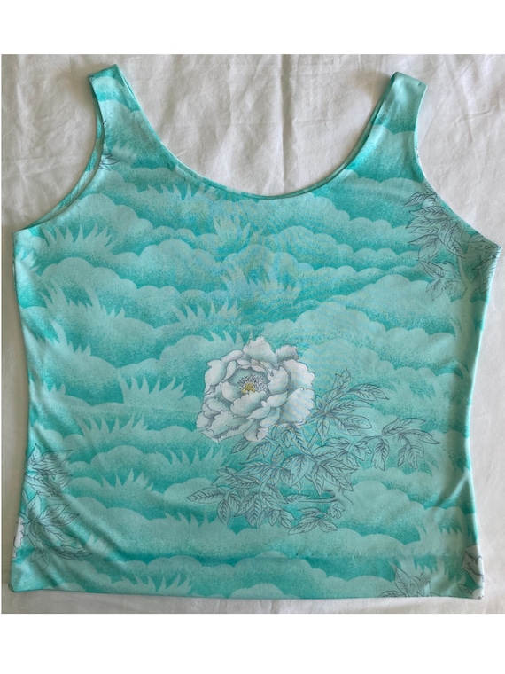 1970s floral knit tank top - image 1