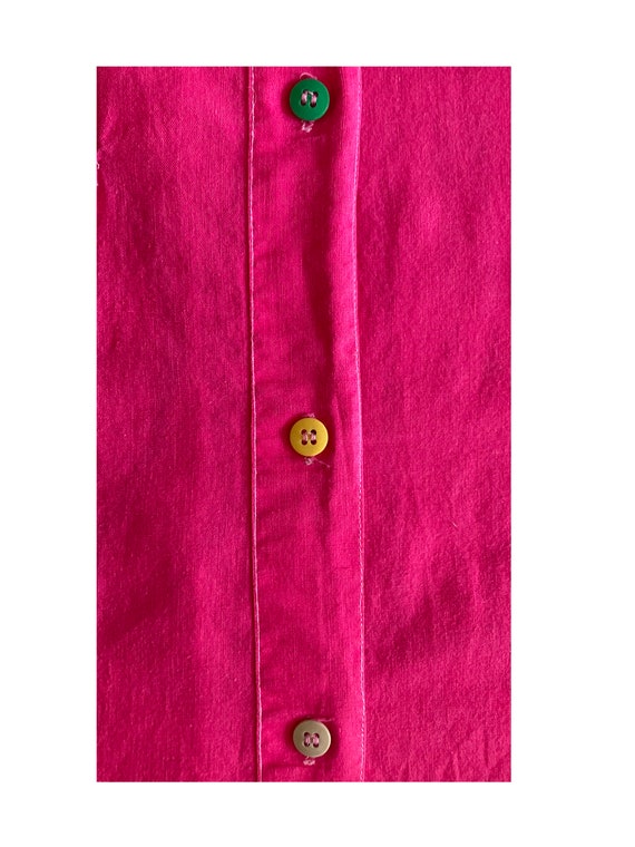 1980s hot pink shirt with cityscape on back - image 5