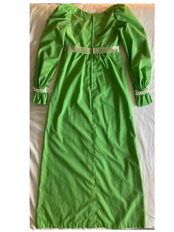 1970s green dotted swiss bridesmaid prom dress - image 5