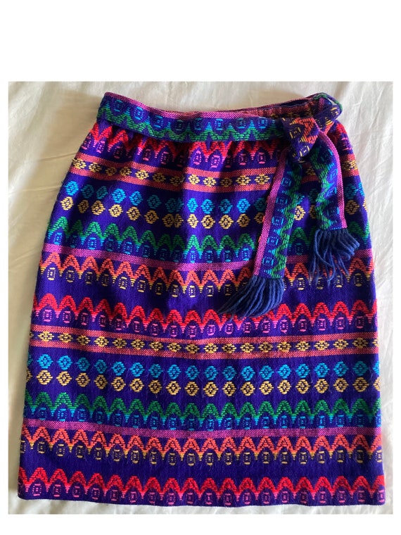 1970s Peerless Boston multi-colored wool midi skir