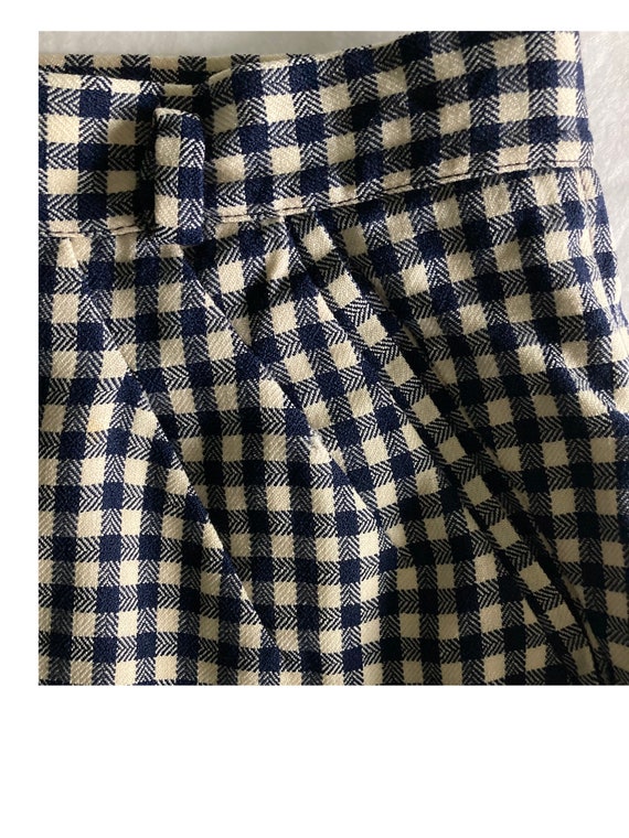 1950s navy and cream checked wool skirt - image 3