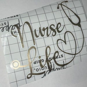 Nurse Life Stethoscope Heart Gold Car Decal Sticker