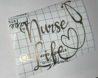 Nurse Life Stethoscoop Hart Gouden Auto Sticker
