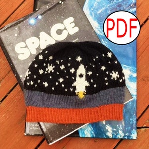 Space Hat Color Work Knitting Pattern -- PDF Knitting Pattern -- Discovery Hat