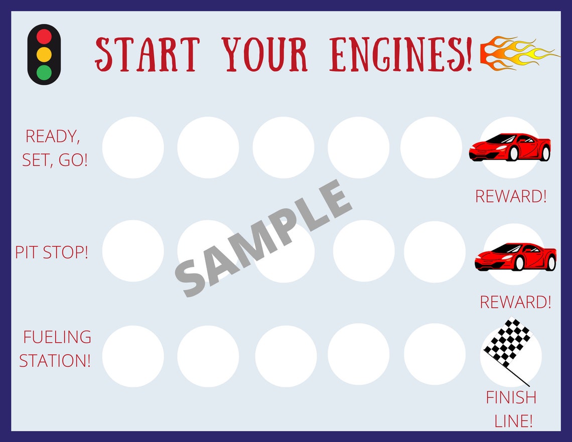Race Cars Reward Chart Printable Behavior Chart Daily Chore Chart Kids Routine Sticker Chart Etsy