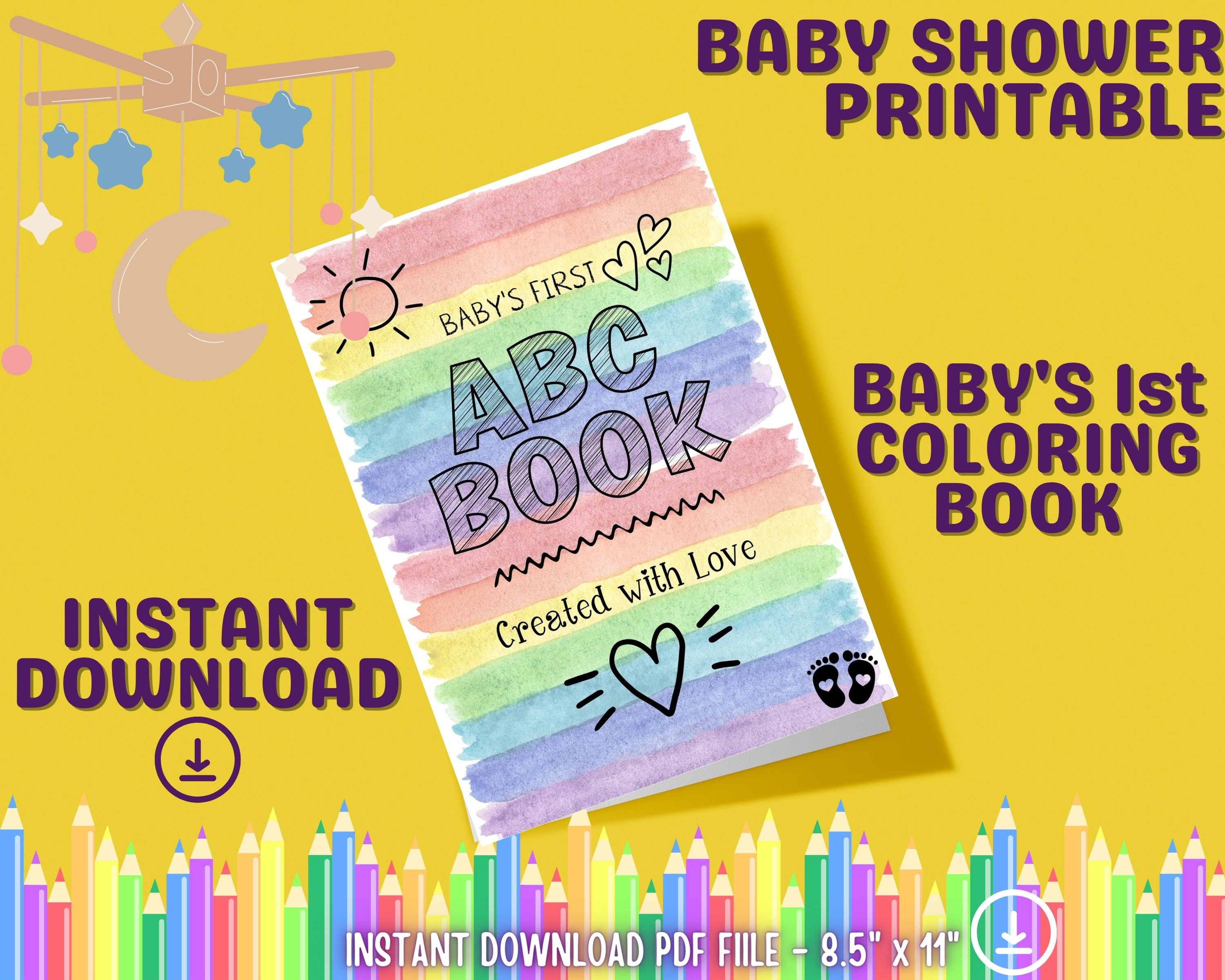 Printable Baby Shower ABC Coloring Book Personalized ABC Etsy