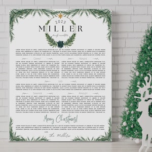 Plantilla de boletín de Navidad, carta de Navidad, boletín familiar sencillo sin imágenes, resumen del año, carta de Navidad minimalista