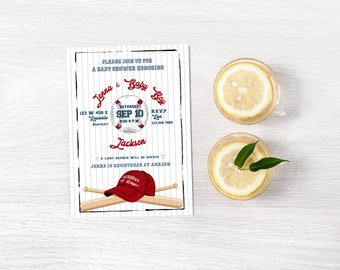 Zaproszenie na baby shower z motywem baseballu, Little Slugger, Baby Boy Sprinkle (Canva)