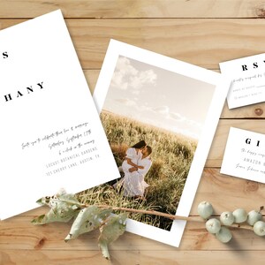 Minimalist Wedding Invitation Template Set, Modern Wedding Template, Simple Editable Wedding Invitation