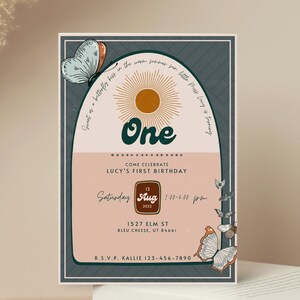 First Birthday Butterfly Invitation, 1st Birthday Butterfly Party, One Birthday Butterfly Invitation Editable