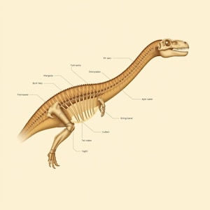 Sauropod Dinosaur Neck and Vertebrae Anatomy Diagram SVG | Long-Neck Titanosaur Skeleton Science Poster Flat Vector Art Digital Download for