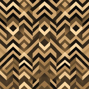 Puede incluir: Un patrón geométrico repetitivo que presenta una serie de formas de chevrón y diamante entrelazadas. El diseño utiliza una paleta de colores marrón oscuro, bronceado medio y beige claro, creando un efecto tridimensional con líneas angulares.