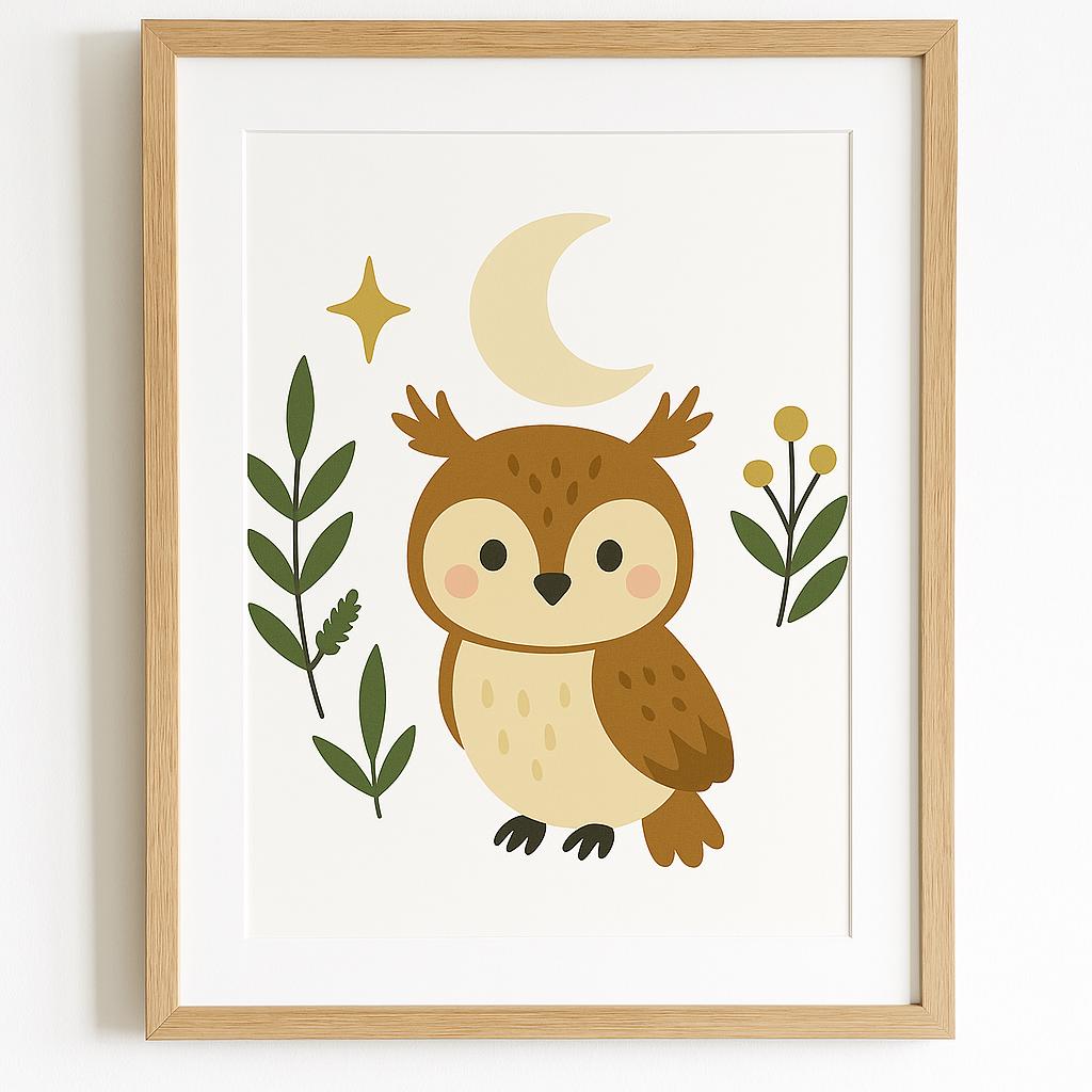 Whimsical Woodland Owl &ndash; PNG & SVG Digital Wall Art Download