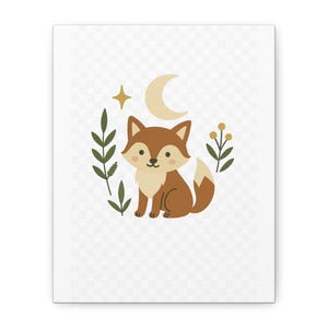 Whimsical Fox Canvas Art Print, Nursery Wall Decor, Animal Lover Gift, Kids Room Artwork, Cute Fox Home Decor