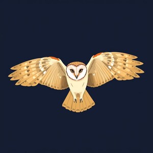 Barn Owl in Flight Overhead View SVG | Silent Wings Nocturnal Bird Flat Vector Art Digital Download for Shirts and Wall Art